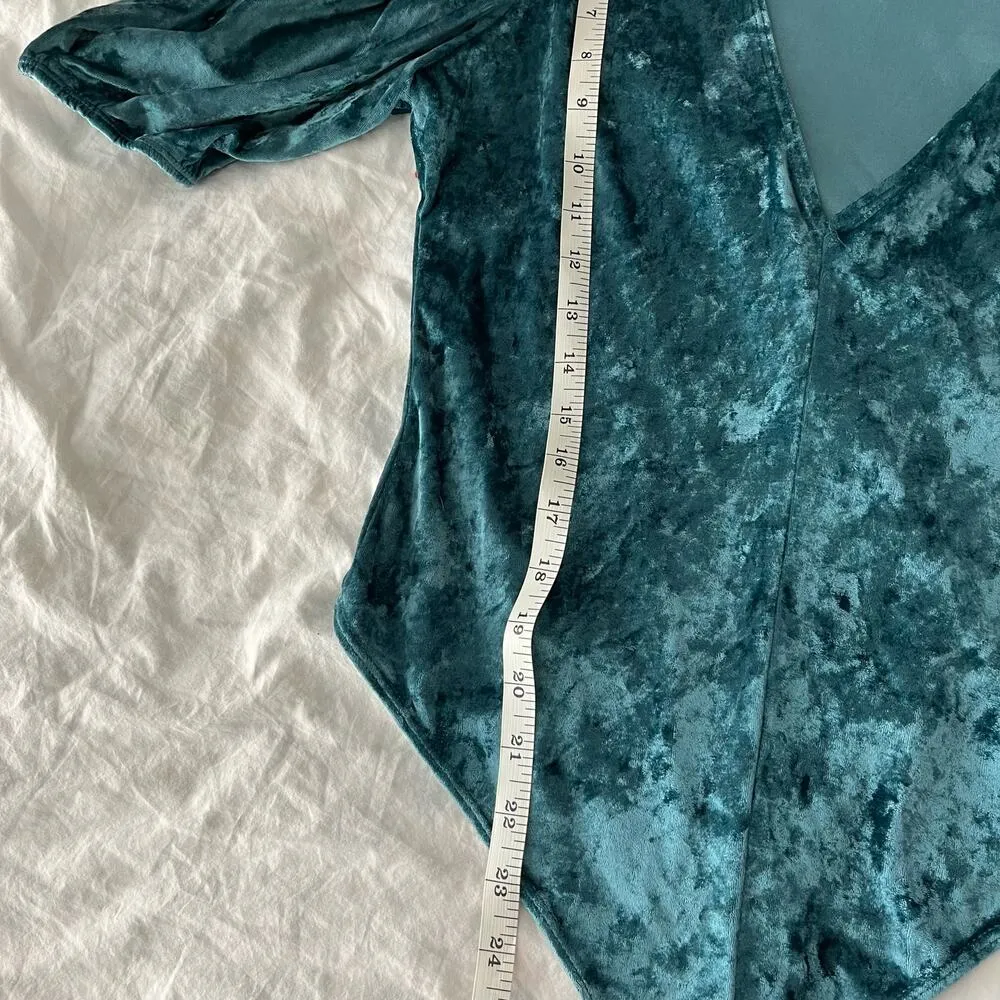 Free People Intimately Don’t You Wish Velvet Bodysuit in Deep Teal Size Small - Image 3
