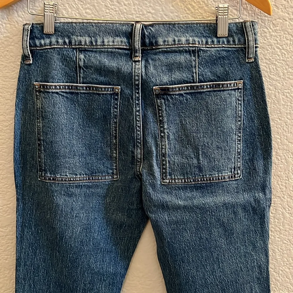 Petite Womens Crop Ankle Patch Pocket Utility Jeans Blue Size 26P - Image 6