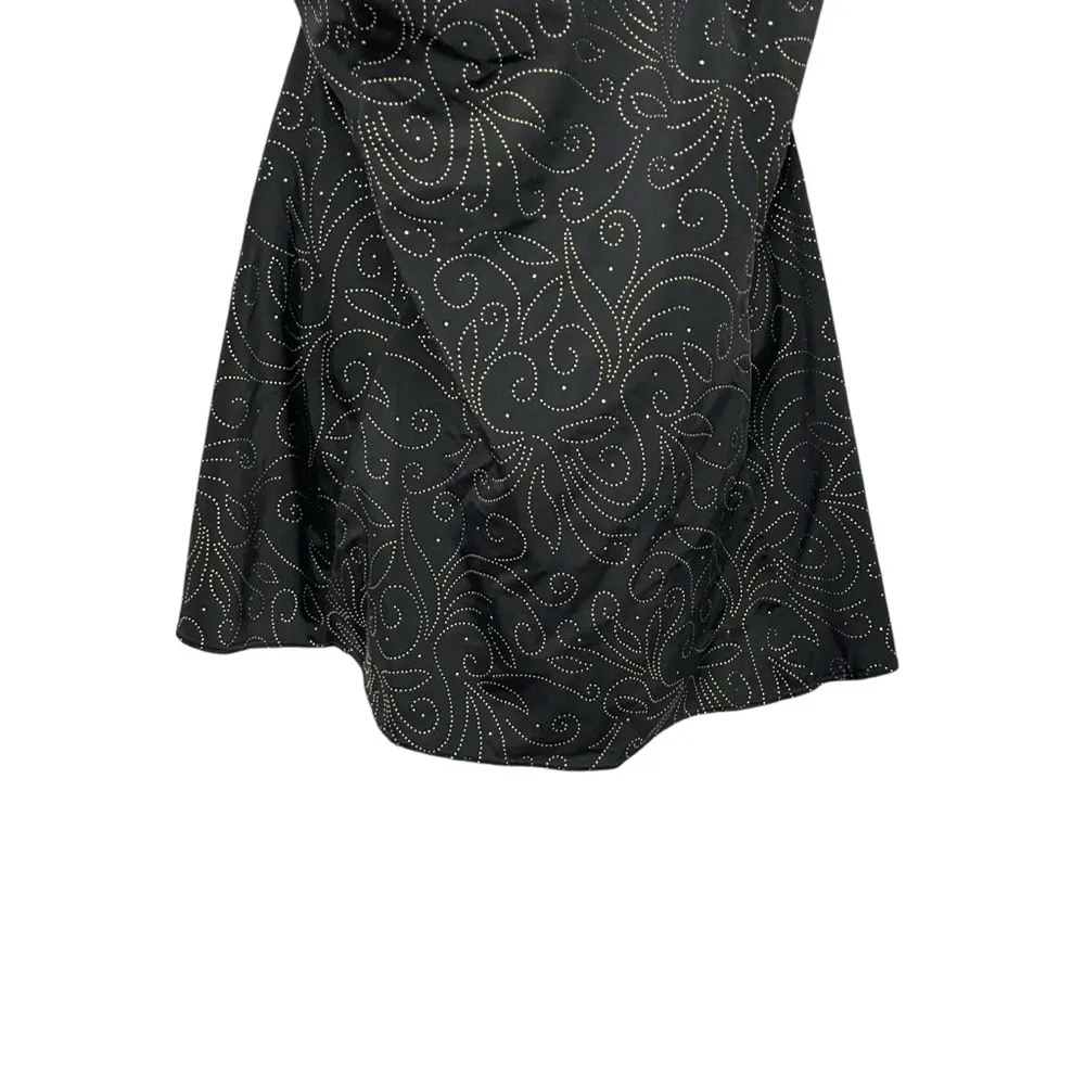 Robby Len Swimfashions Size 14 Skirted Swimsuit Black with Silver Beaded Swirls - Image 3