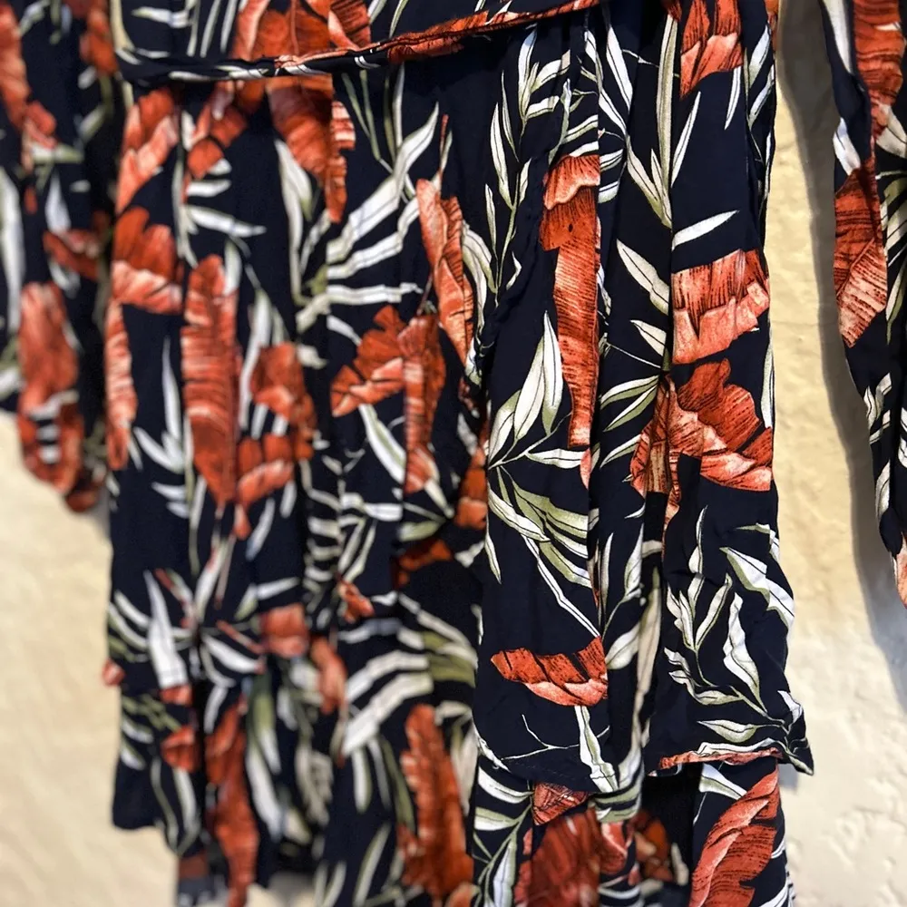 Zesica Floral Vneck Long Sleeve wrap tie waist Dress‎ size XL Blue - Image 2