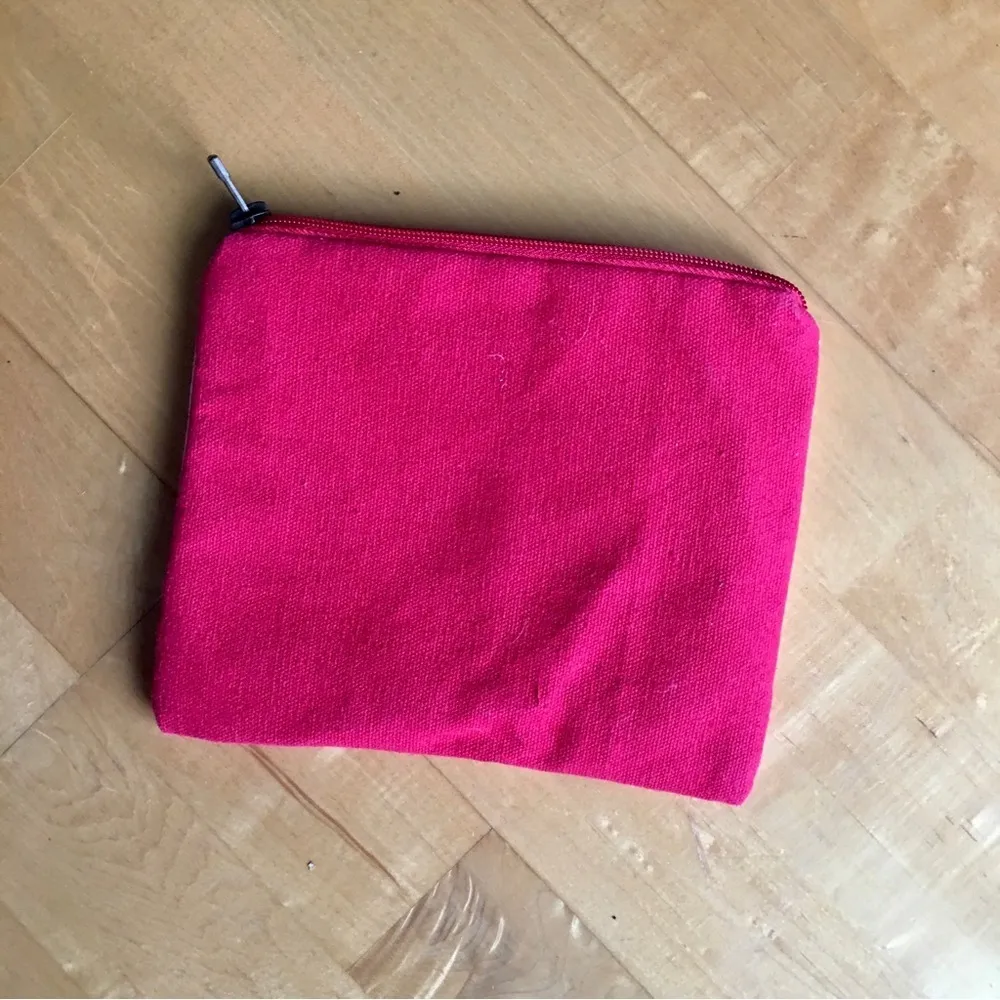 “Follow Your Heart” Cosmetic, Makeup, Travel Canvas Bag, Red, Ivory, Black Red - Image 2