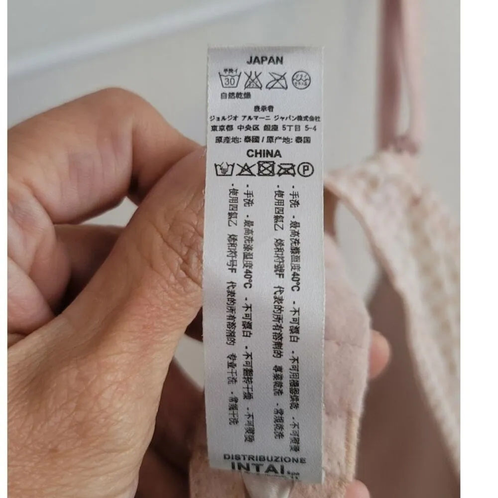 Emporio Armani Padded Push-Up Floral Lace Gingham Bra Tan 34B - Image 5