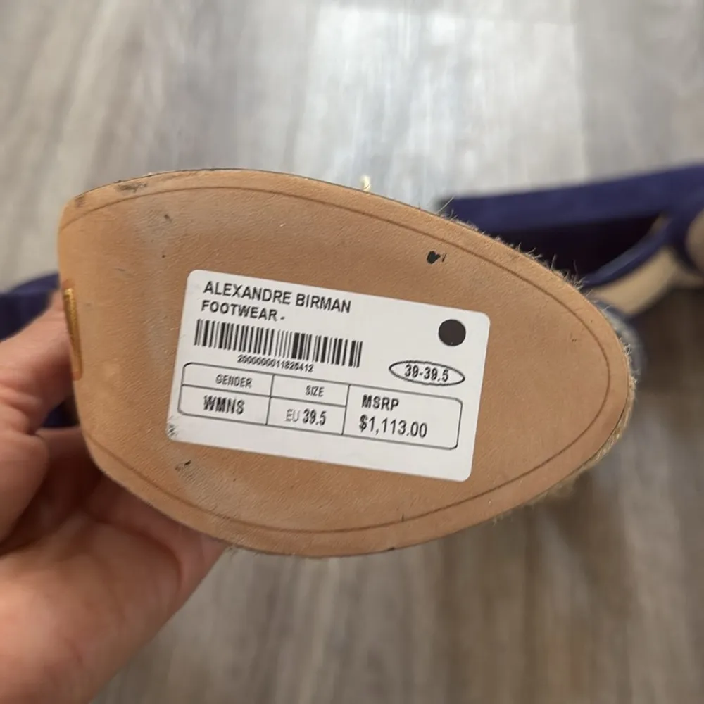 Alexandre Birman Women's Blue Platform Sandals 39.5 Navy Cream Espadrilles - Image 13