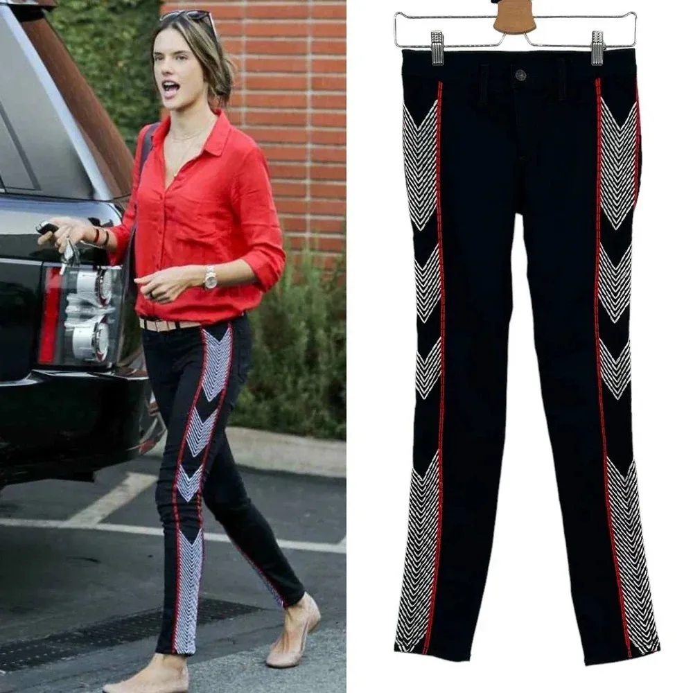 Rag and Bone Raja Midnight Embroidered Side‎ Skinny Cropped Ankle Jeans Size 26 - Image 2