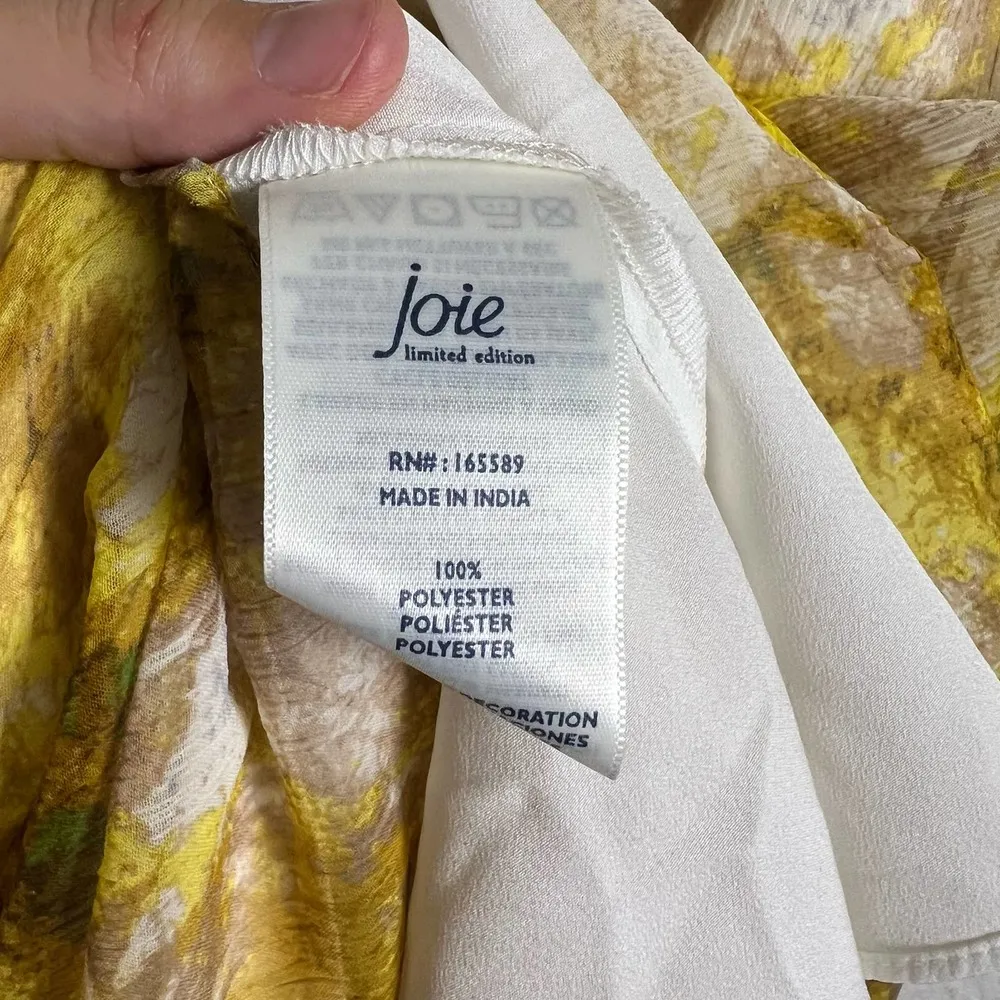 Joie Limited Edition Sunflower Porcelain Print Sleeveless Chiffon Mini Dress - Image 6