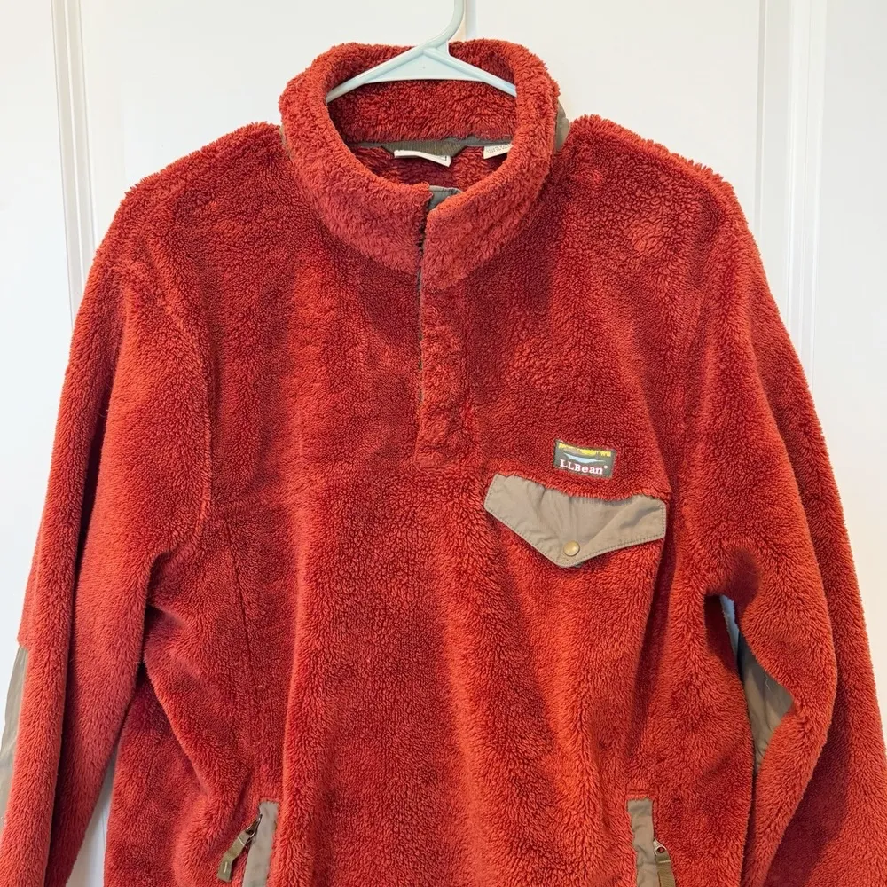L.L.Bean  Red Fleece T Snap Pullover - Image 2