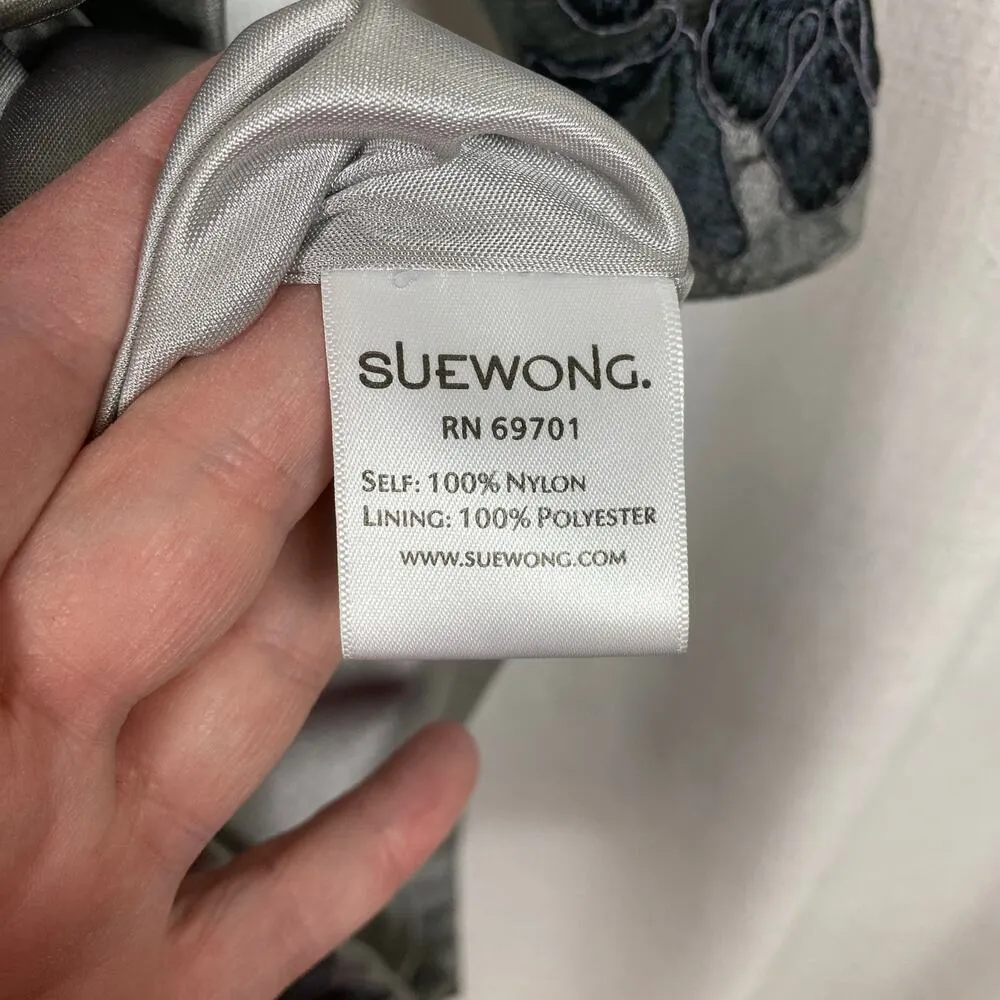 Sue Wong Nocturne Grey Ribbon Embroidered Sheath Cocktail Dress Sz.2 - Image 14