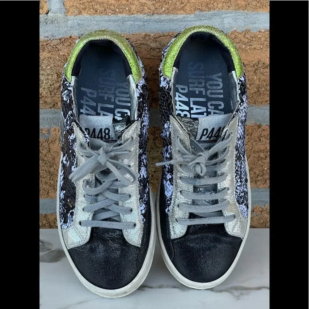 P448 John Sequin Sneakers size 6 - Image 2