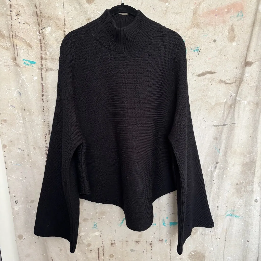 ARKET Cropped Wool Cotton Jumper Black Size L - Image 3