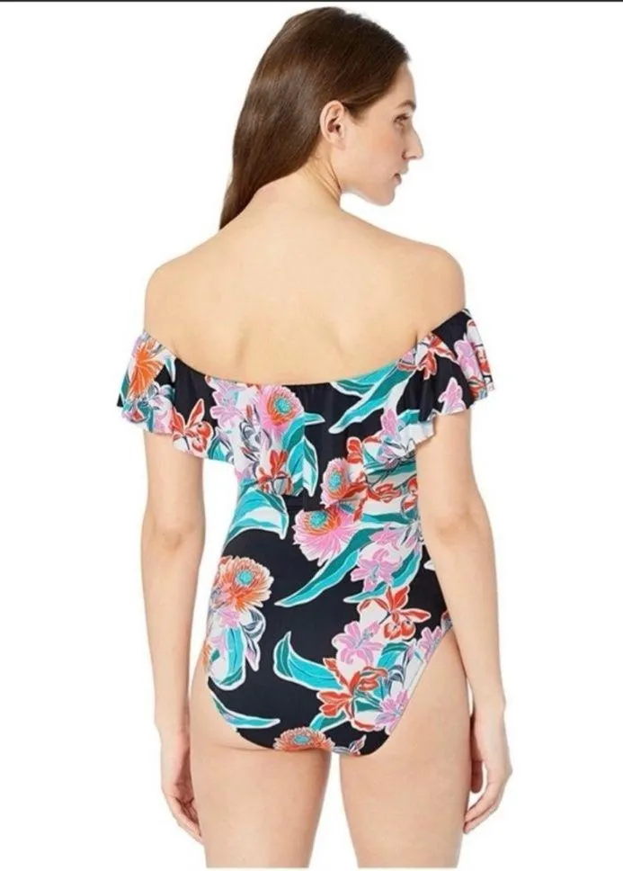 NWOT Trina Turk Floral One Piece Bathing Suit Swim Suit Ruffle Multicolor 6 - Image 2