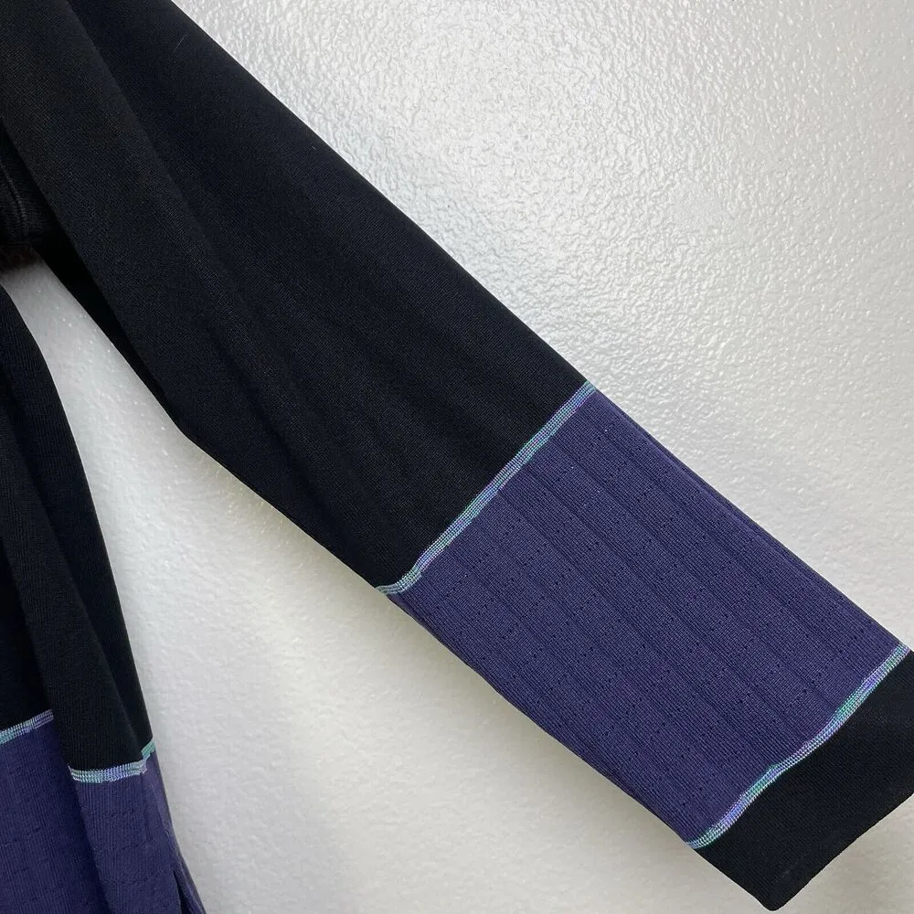 Misook Cardigan XL Sweater Top Black Womens Button Up Knit Purple Career - Image 6