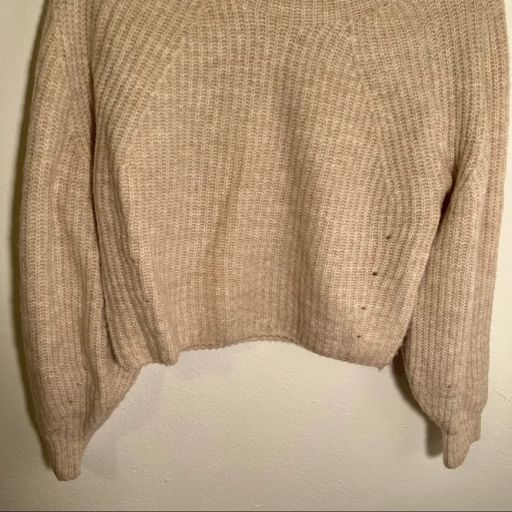 Topshop Ribbed Cropped Crew Neck Knitted Sweater Nude - Image 7
