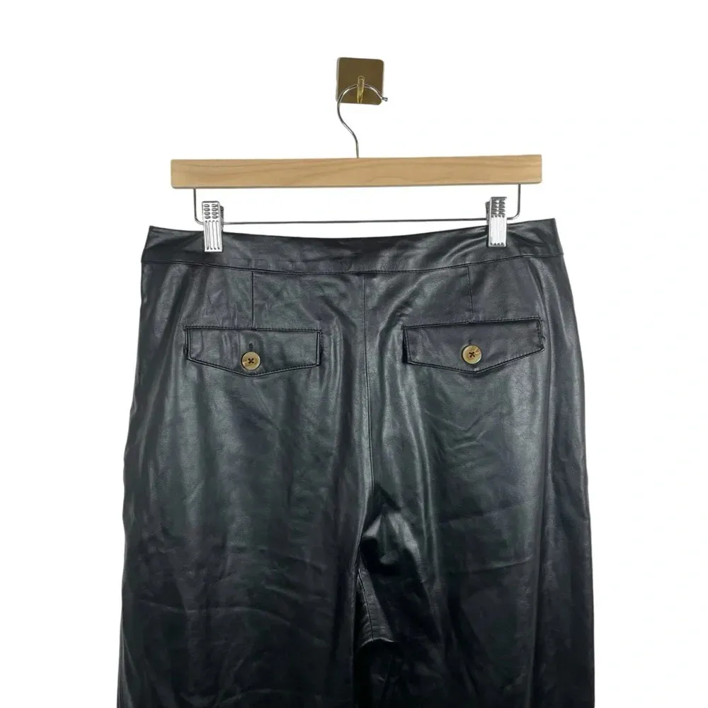 NWOT BlankNYC Vegan Leather Pleated Carrot Leg Pants in Film Noir Size 31 - Image 7