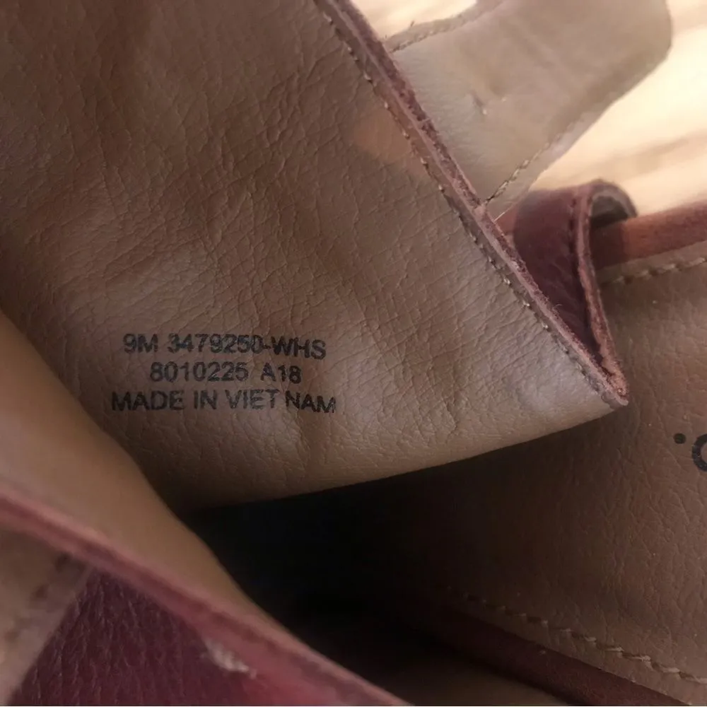 Frye Chestnut Brown Sling Back peep toe Chunky Leather Heels Size 9 - Image 8