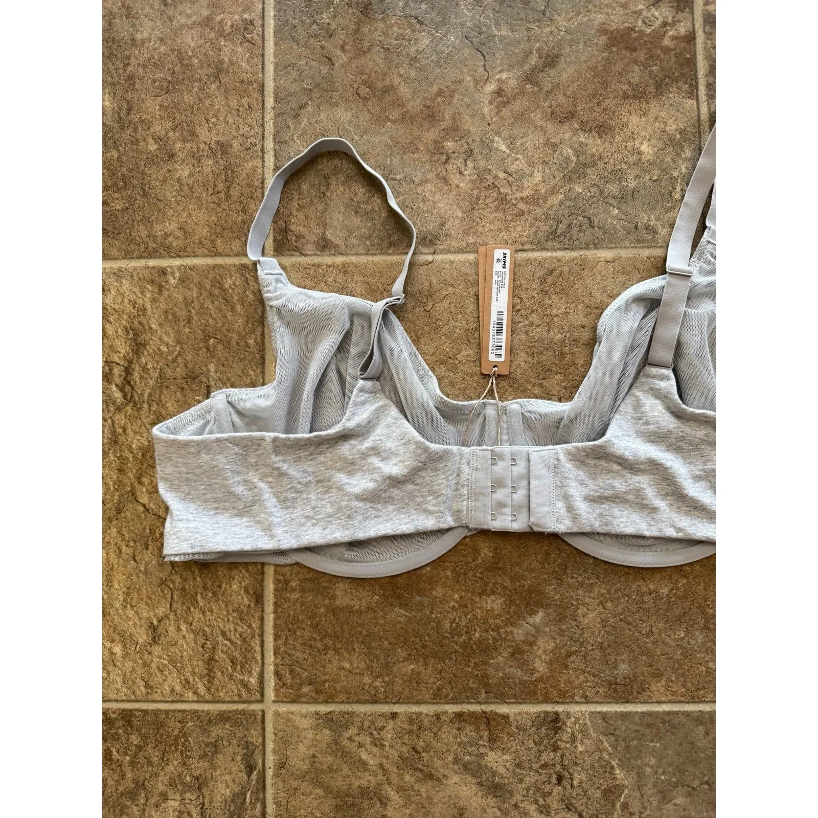 Skims Cotton Jersey Bra Light Heather Grey Size 44DD - Image 6