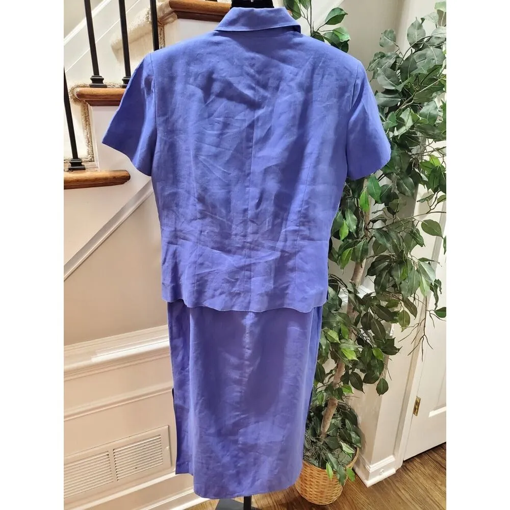 Due Per Due Women's Blue Linen Short Sleeve Shirt & Maxi Dress 2 Pc's Suit 14 - Image 6