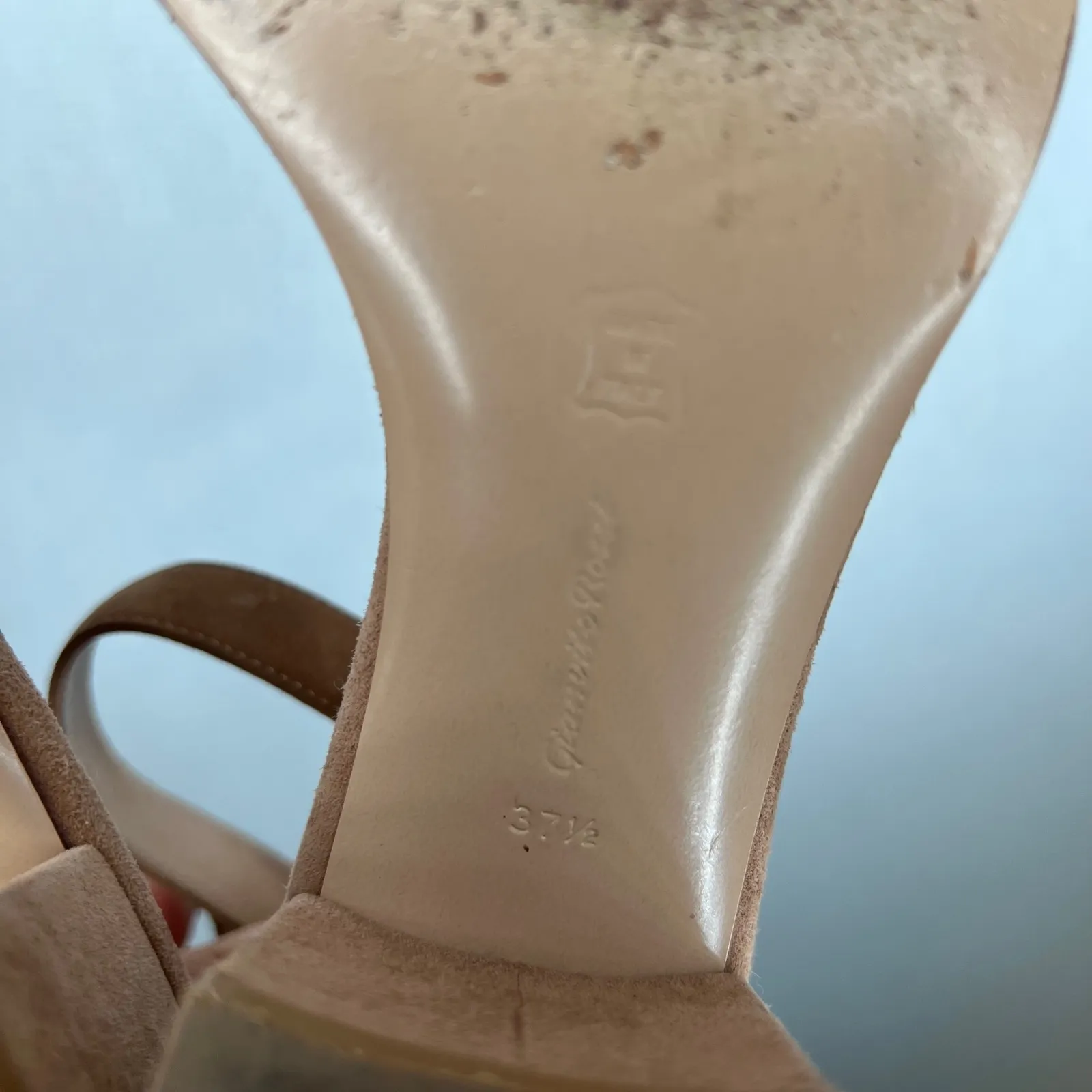 Gianvito Rossi Suede‎ Block Heel Ankle Strap Sandals Women's Size 37.5 Brown - Image 6