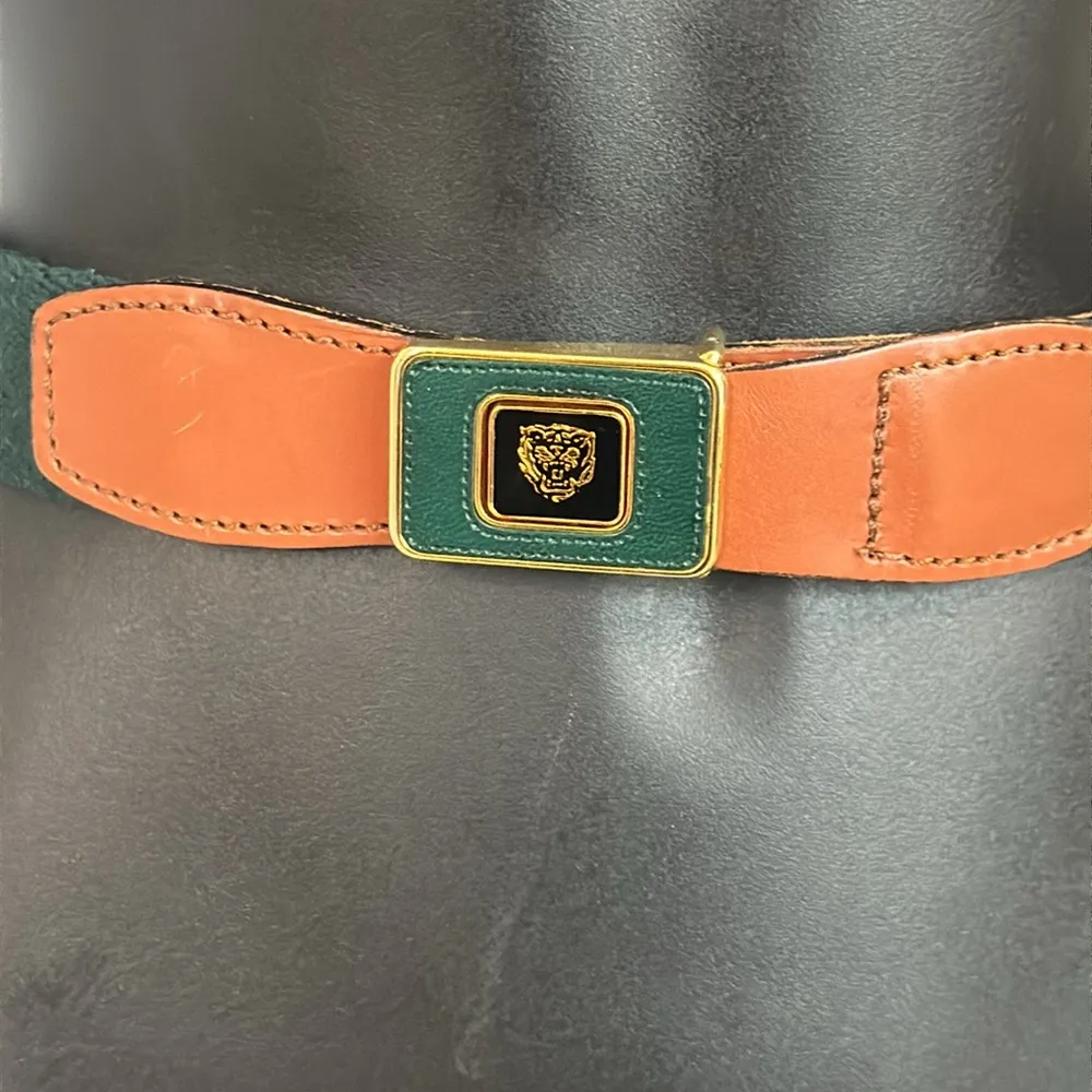 JAGUAR Elegant Green and Brown Belt Sz: 28” - Image 2