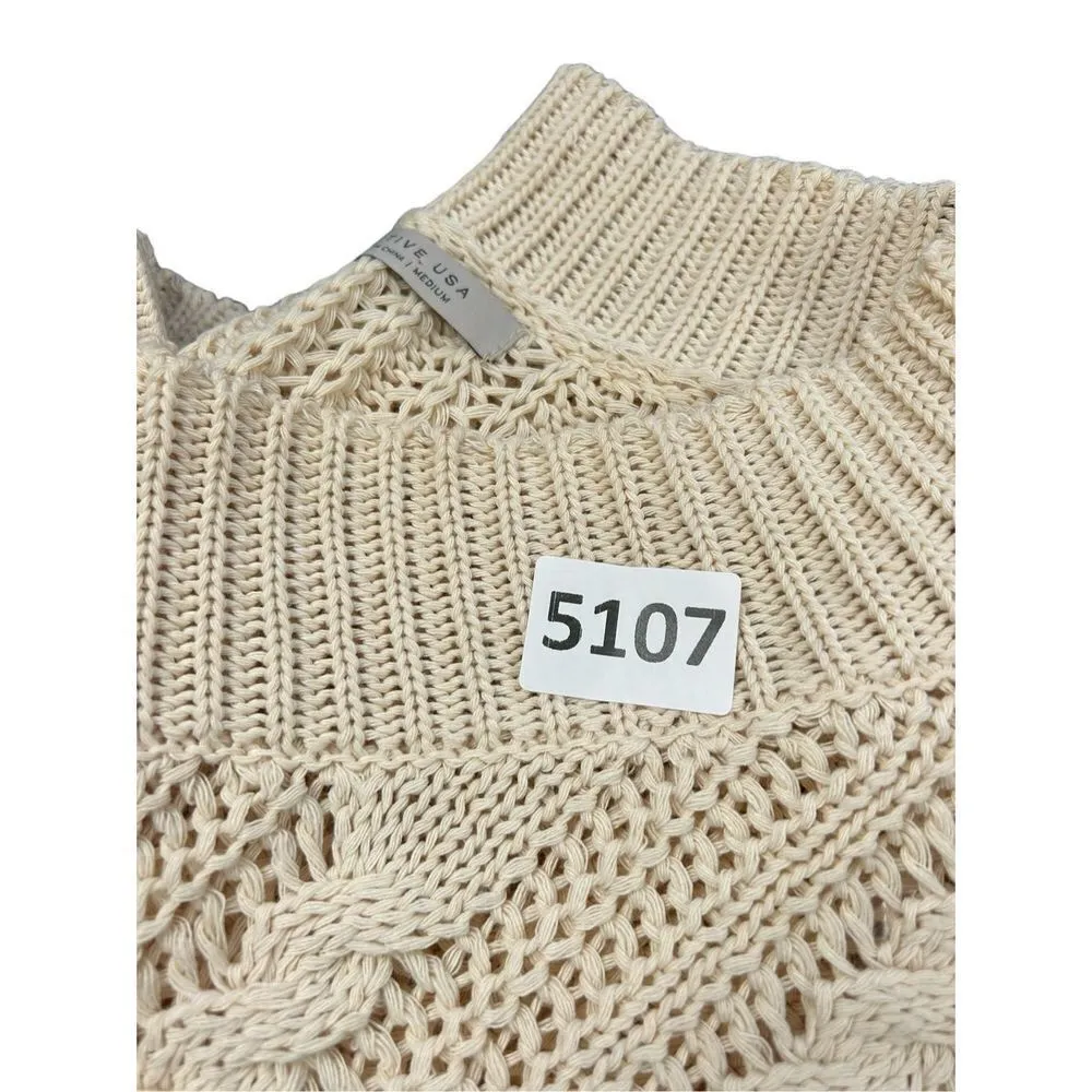Active USA cable knitted creme colored sweater long size medium - Image 8