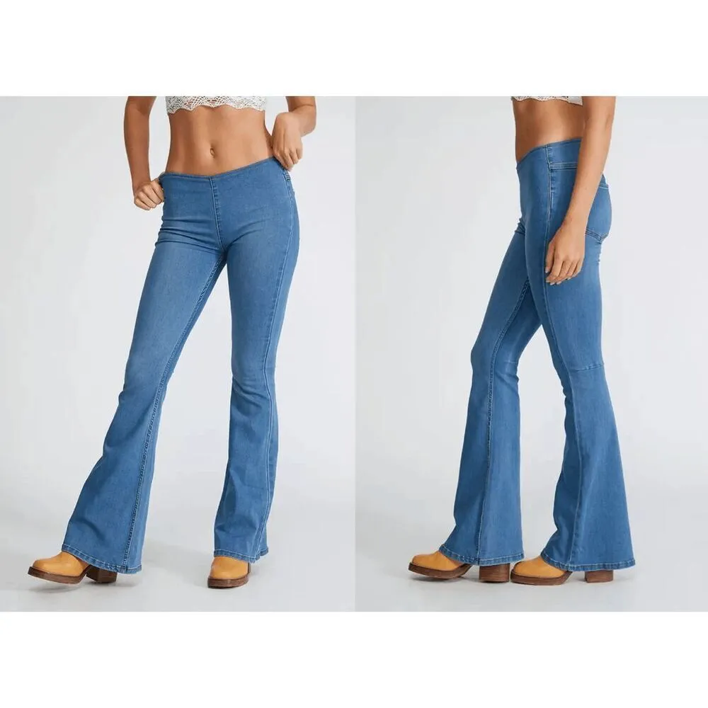 Free People We The Free Penny Pull-On Flare Jeans Light Wash Size 31 - Image 6