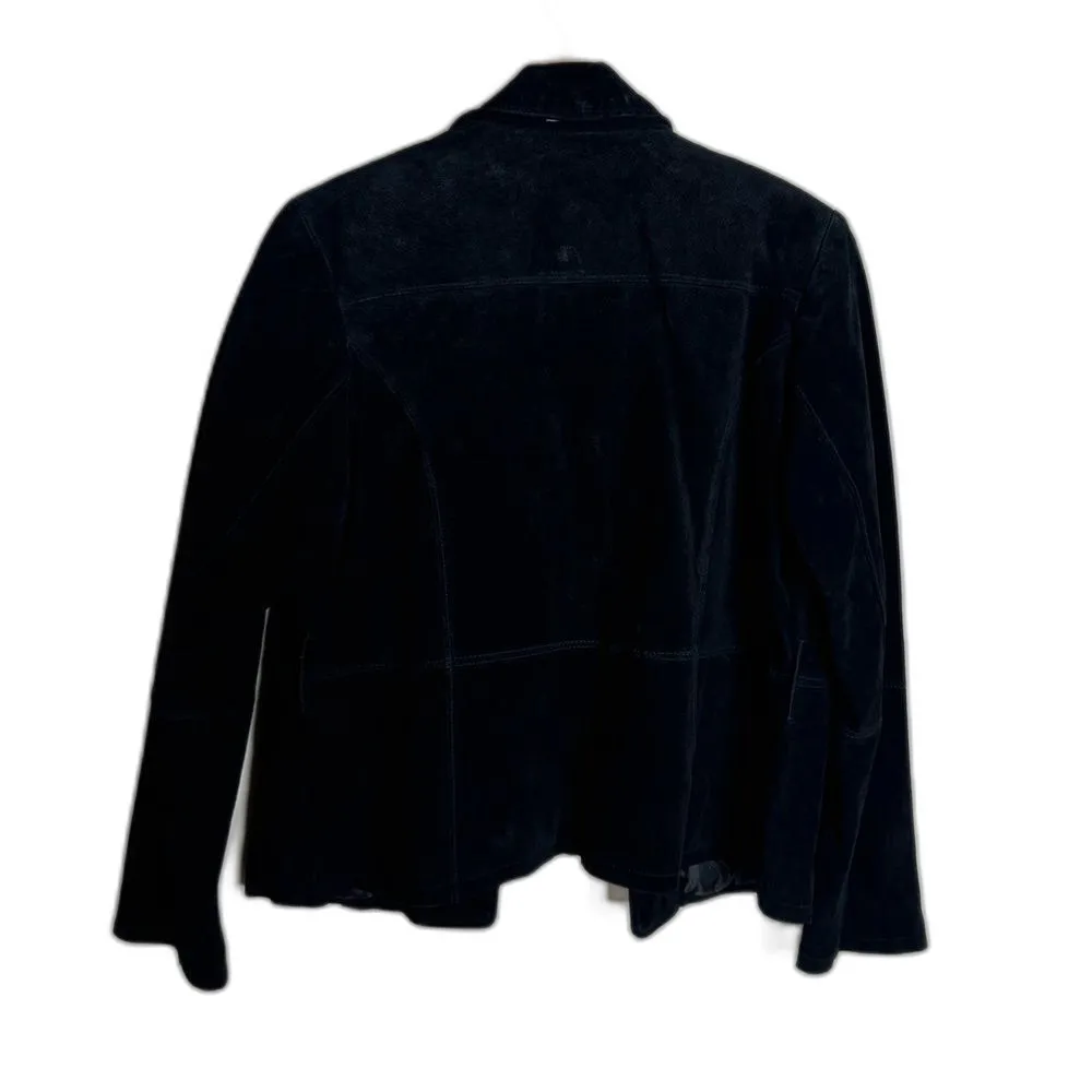 Vtg ruff hewn black genuine leather coat jacket size XL 90s festival fall - Image 10