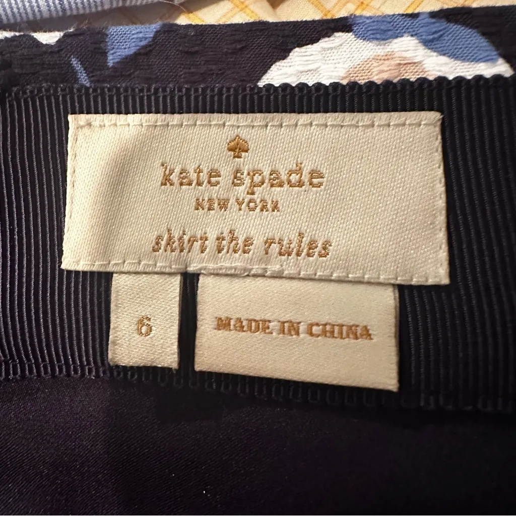 Kate Spade Shore‎ Thing Daisy Jaquard A-Line Skirt Women's 6 Navy Pink Casual - Image 7