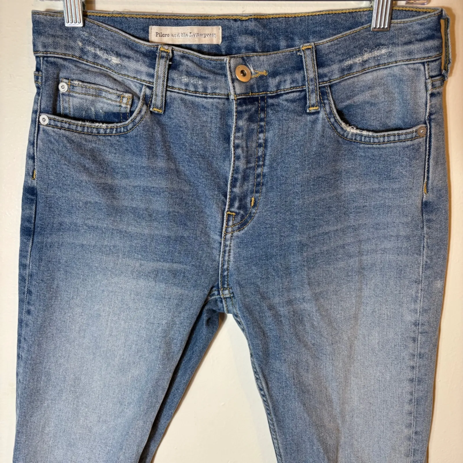 Pilcro Anthropologie‎ Distressed Denim Jeans Lace Up Ankle Detail Size 29 - Image 2