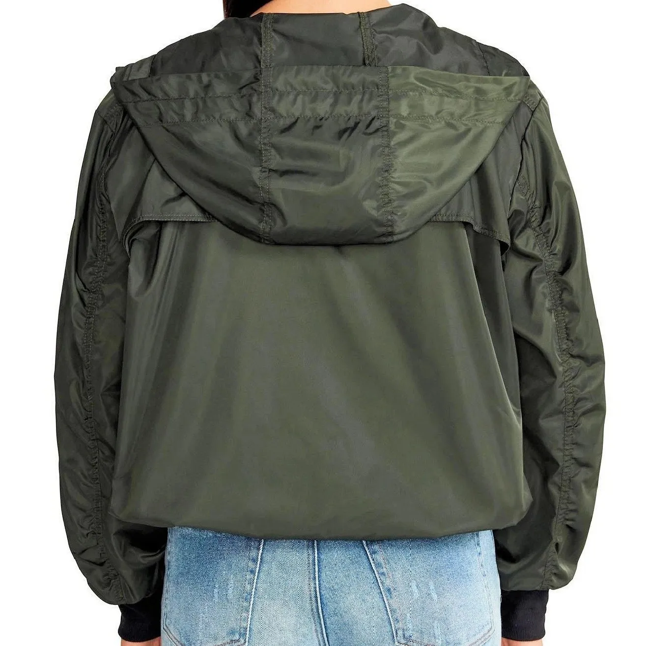 NWT BB Dakota Steve Madden Ladies Hooded Windbreaker Jacket Army Green L (b45) Size L - Image 3