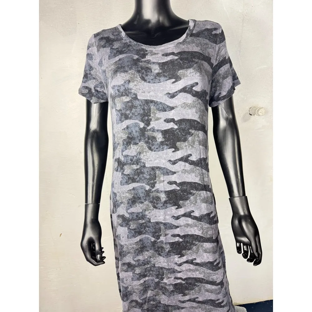 Oddi camouflage long dress with round neck and short sleeves, small - Image 2