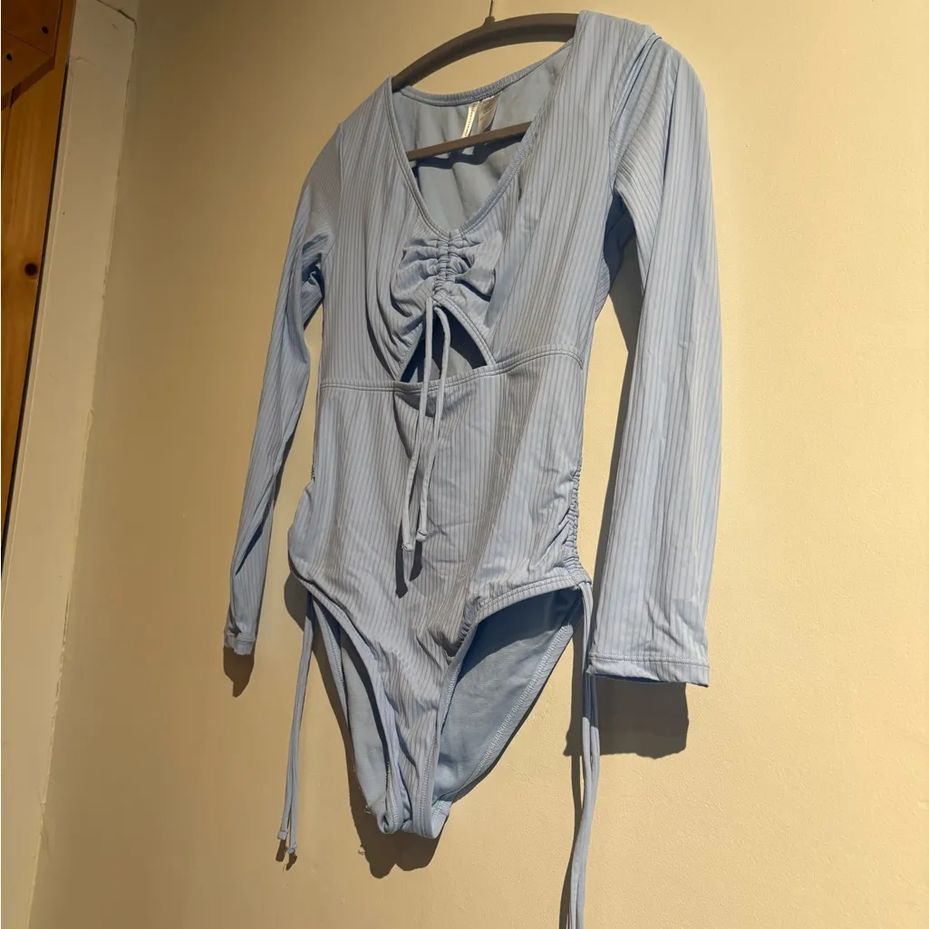 Blue one peice bathing suite. - Image 2