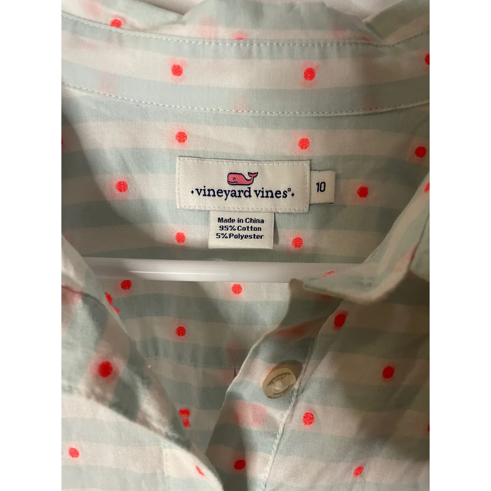Vineyard Vines Women's Size 10 Striped Dot Long Sleeve Collared Shirt Tunic - Image 2
