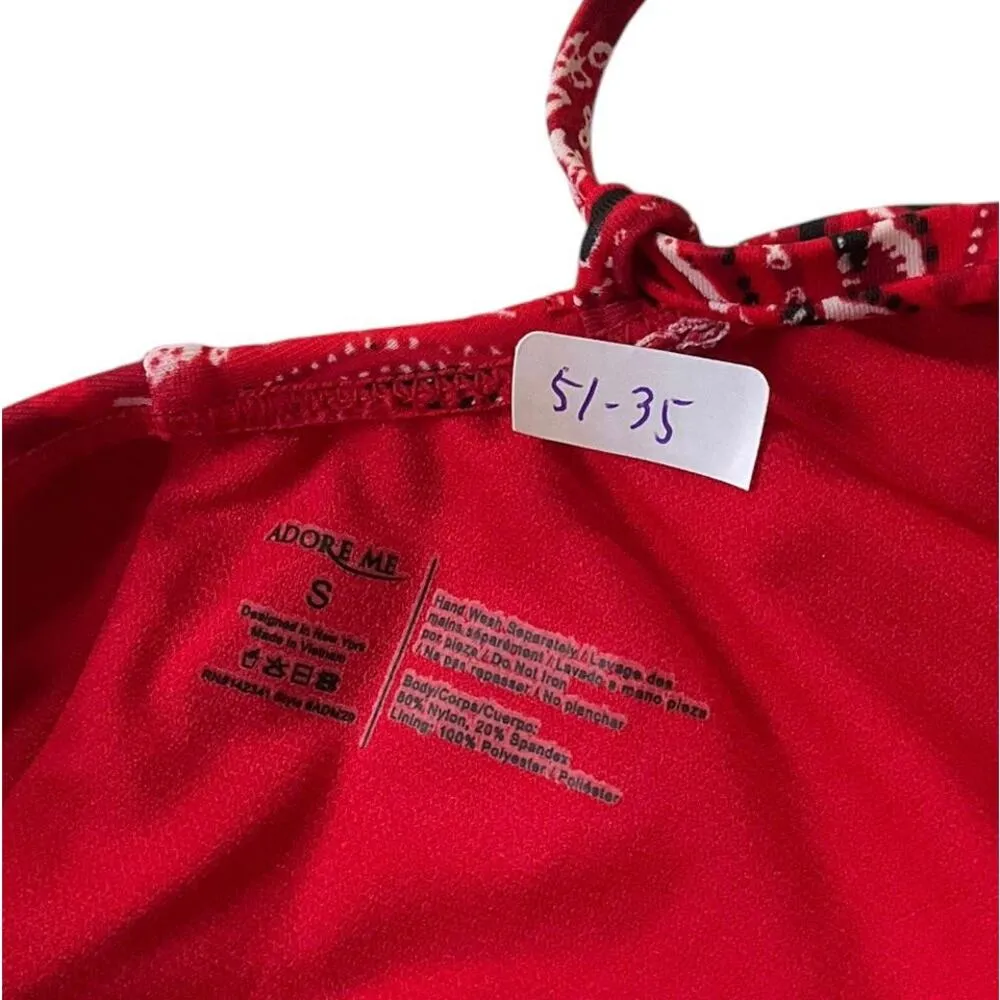 Adore Me Red Paisley One Piece Drawstring Swimsuit Women Size Small NWOT | 51-35 - Image 3