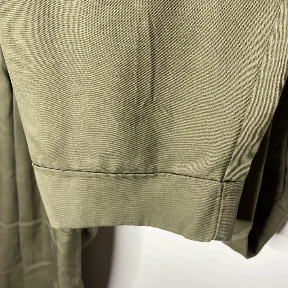 Anthropologie Cartonnier olive green tie waist cropped pleated trousers size 10 - Image 10