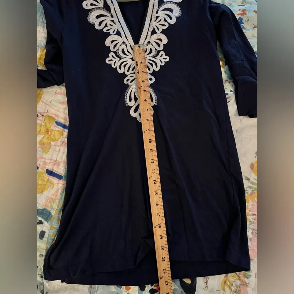 LILLY PULITZER XS Shel True Navy Blue Embroidered Swim Cover-Up Hoodie - Image 10