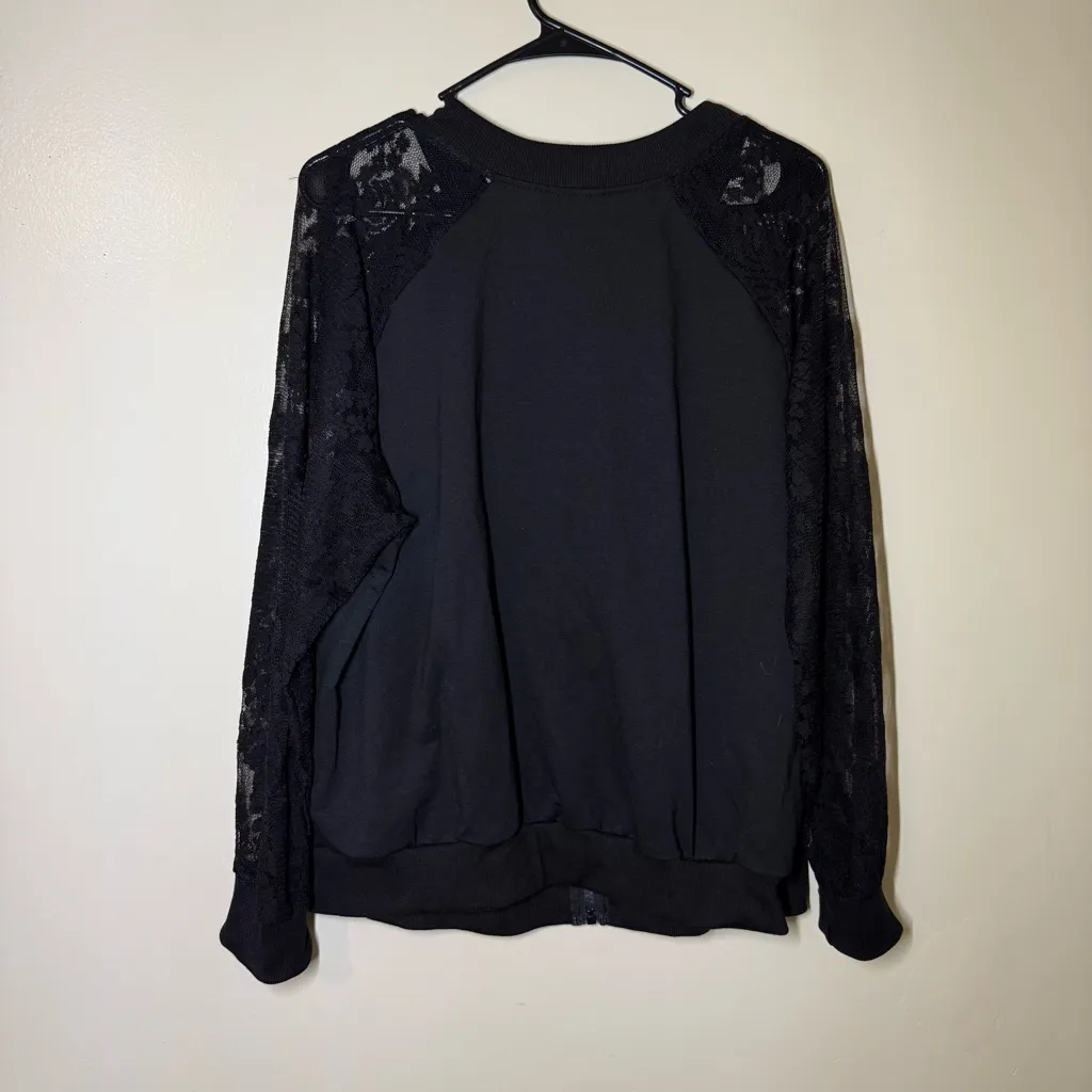 Black Jacket with Lace Sleeves - Image 2