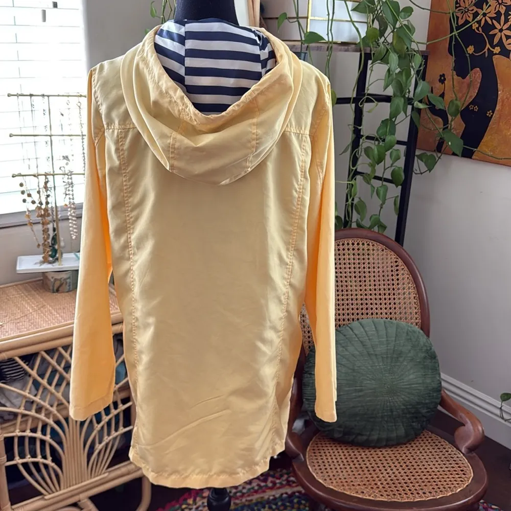 St. John’s Bay Butter Yellow Zip Up Striped Hood Windbreaker Jacket - Image 2