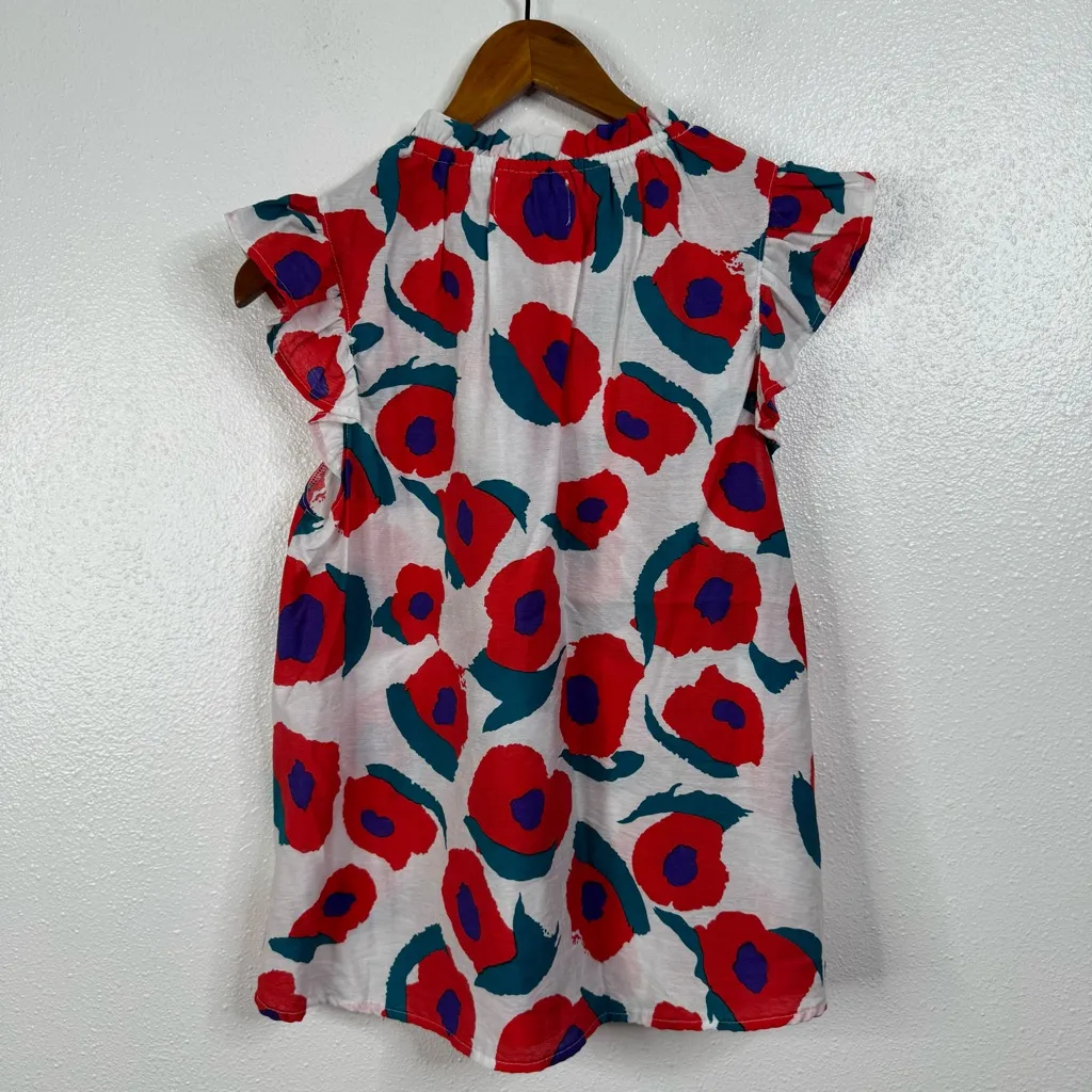 Bucket List Bold Floral Tank Top Size Small Red - Image 2