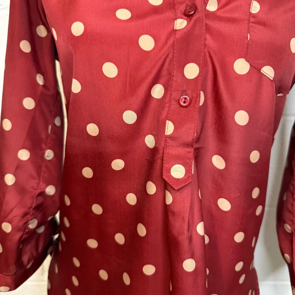 Fun 2 Fun Red and Beige Polka Dot V - Image 3
