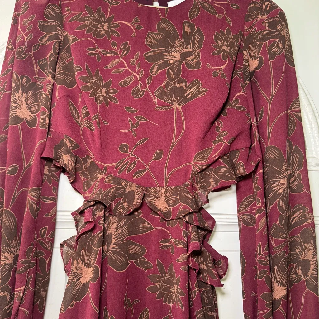 ASTR The Label Biella Floral Print Long Sleeve Keyhole Maxi Dress Sz XS - Image 6