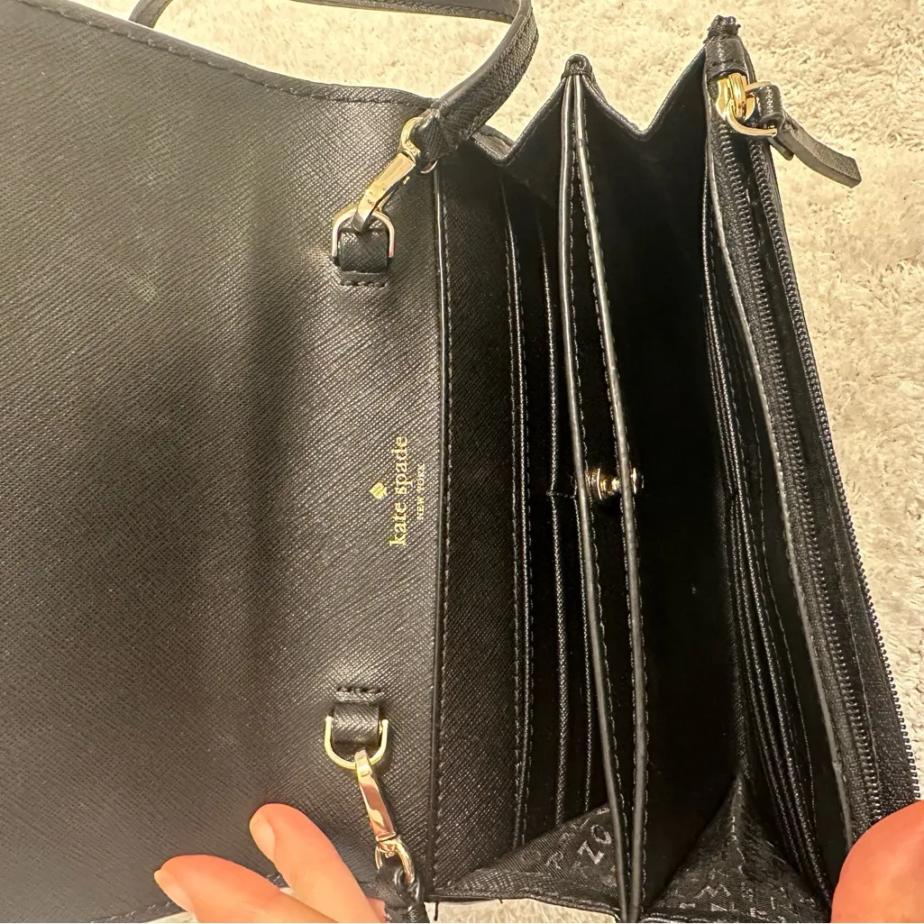 Kate Spade Laurel Way Rhinestone Ribbon Bow Crossbody Clutch Wallet Black - Image 5