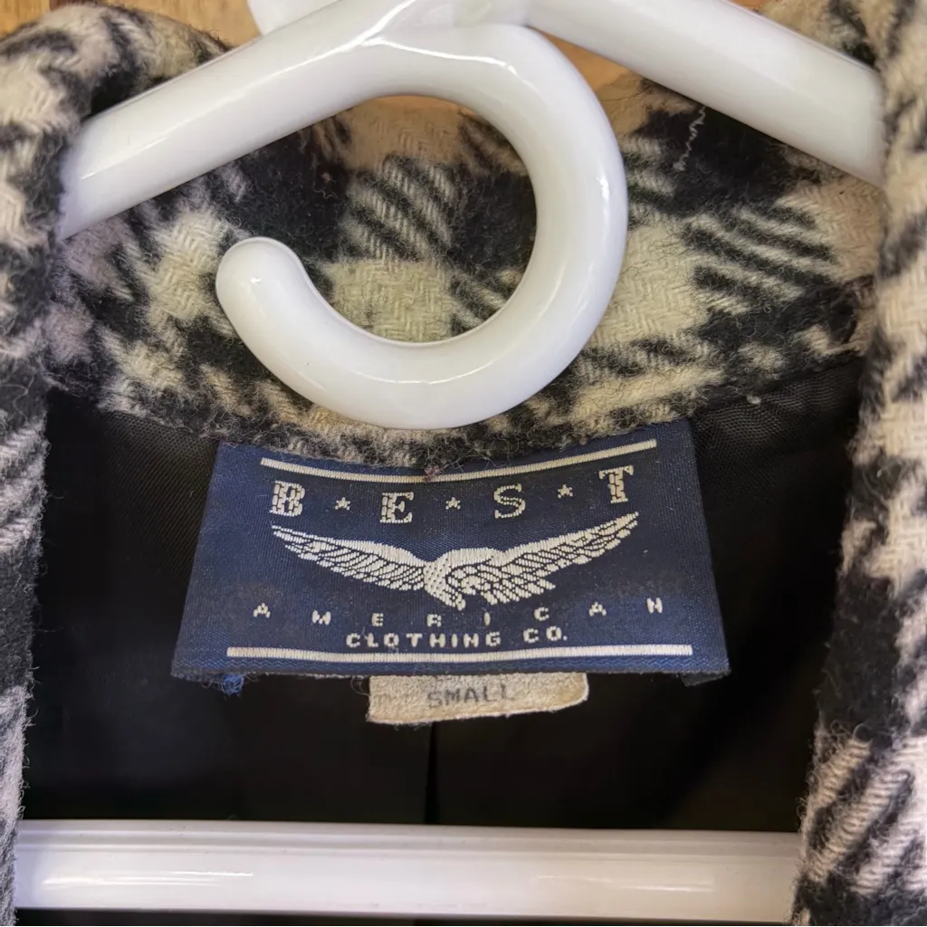 Vintage Best American Clothing Co. Black and White Plaid Coat Size Small - Image 3