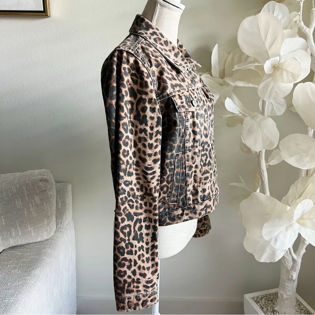 Veronica Beard Jeans Leopard Print Jean Cropped Jacket - Image 6