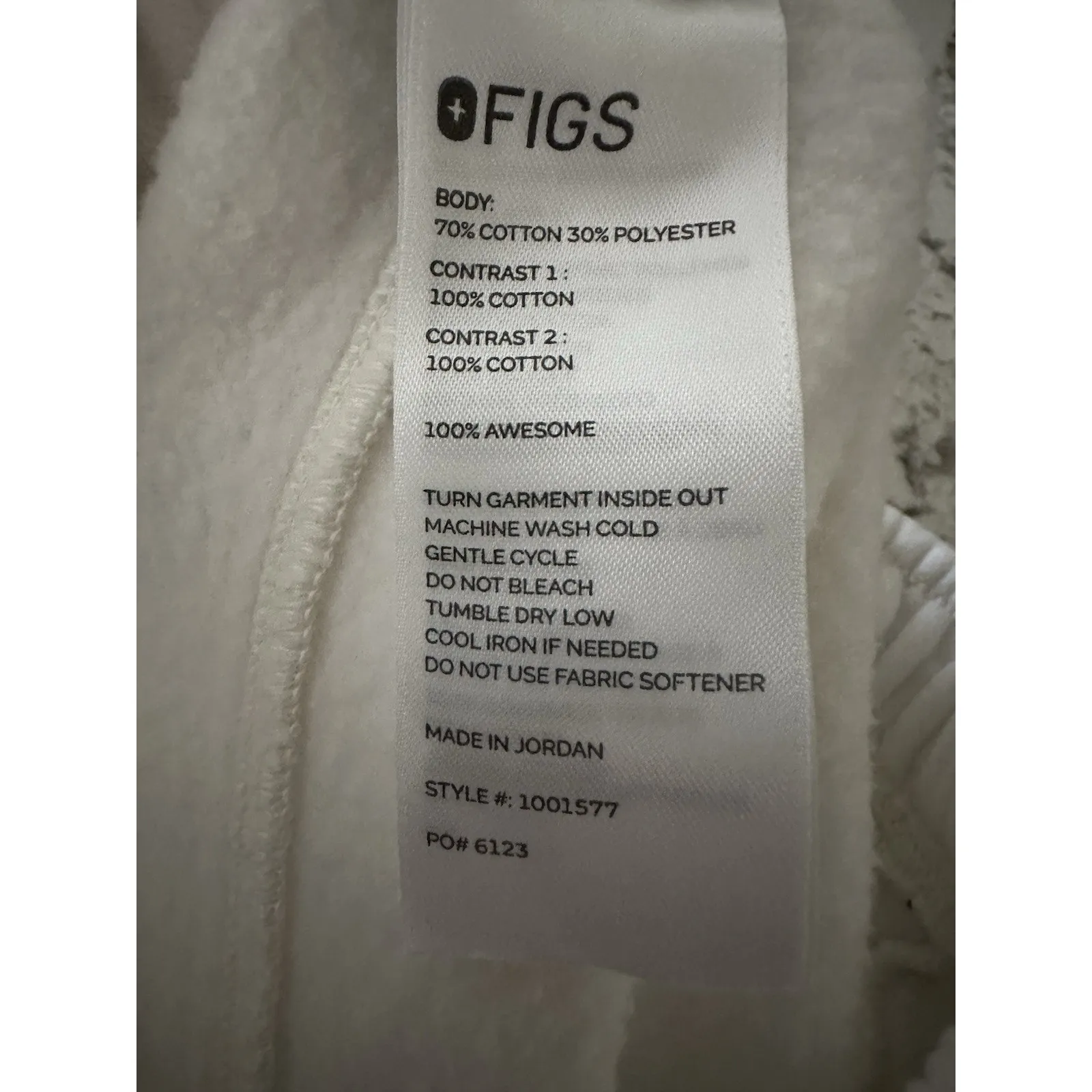 Figs Logo Off Shift Wide Leg Sweatpants Women's Sz XS Off White - Image 10