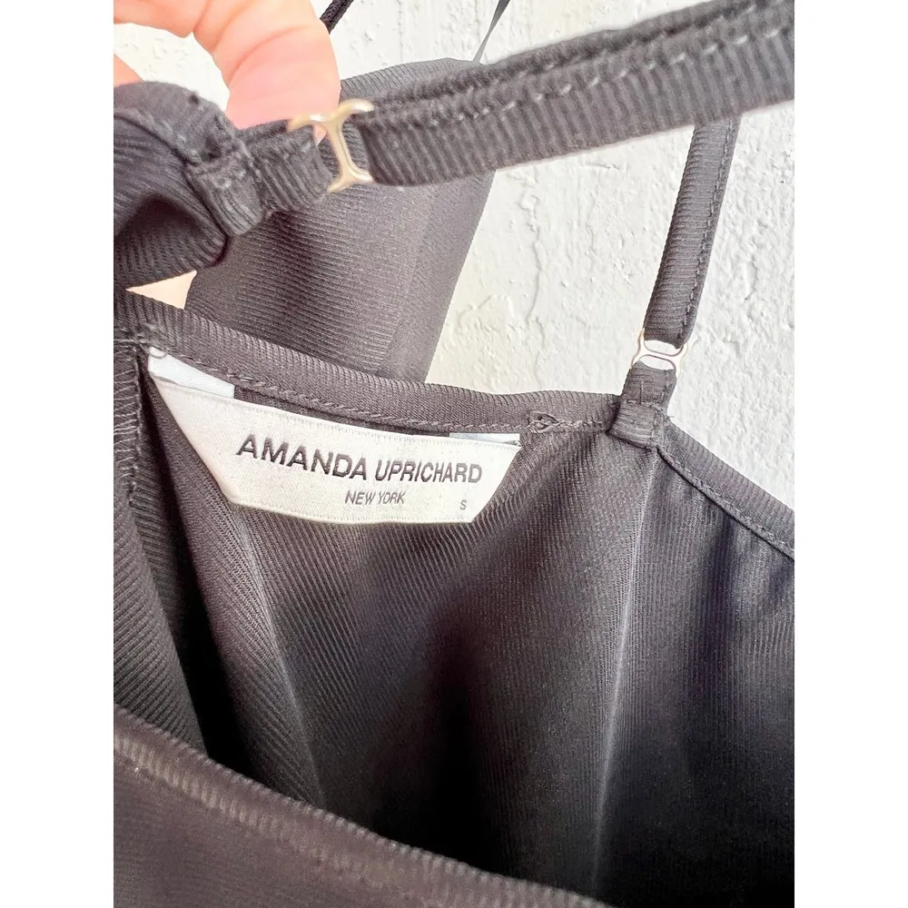 Amanda Uprichard Marianna Feather Trim Knee Length Dress Black Women's small - Image 5