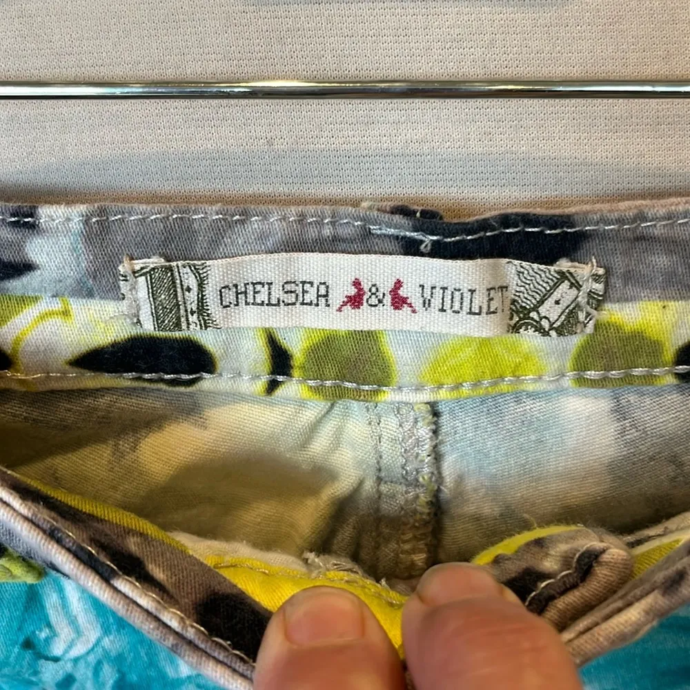 Colorful Bold Chelsea & Violet Floral Denim Shorts - Image 4