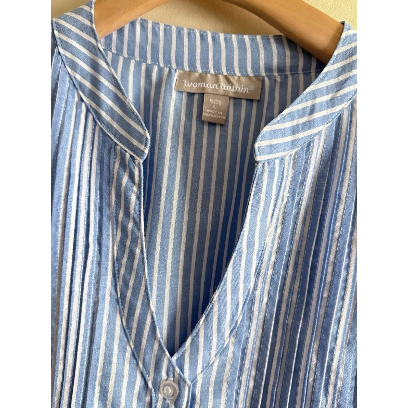 Woman Within Women's  Plus Size Perfect‎ Pintuck Tunic French Blue  Large 18/20 - Image 3