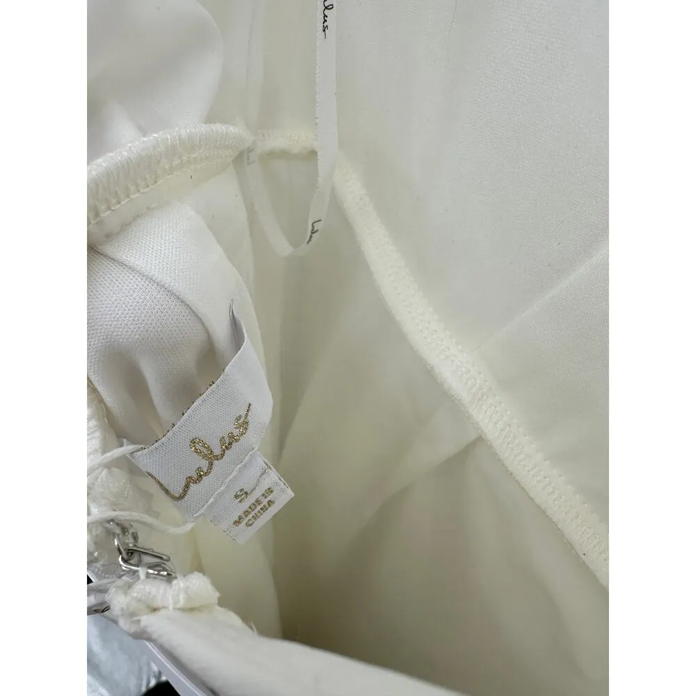 Lulus Gown Ivory Maxi Cap Sleeve Full Length Sz Small Wedding Bridal Gala Party - Image 11