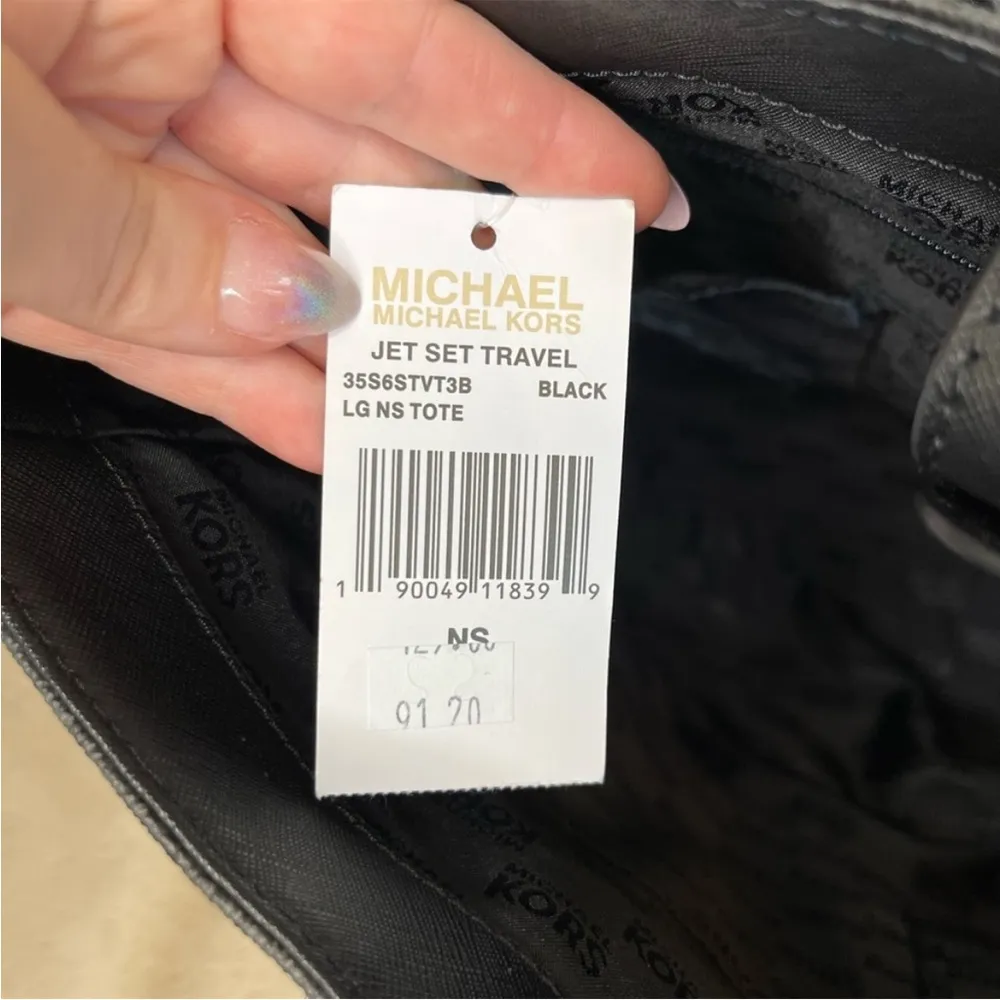 NWT Michael Kors Jet Set Travel Black Monogram Tote Bag - Image 11