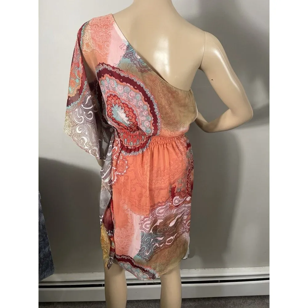Bisou Bisou Multicolor Y2K boho grunge Off Shoulder Dress Size 6 A-3 - Image 4