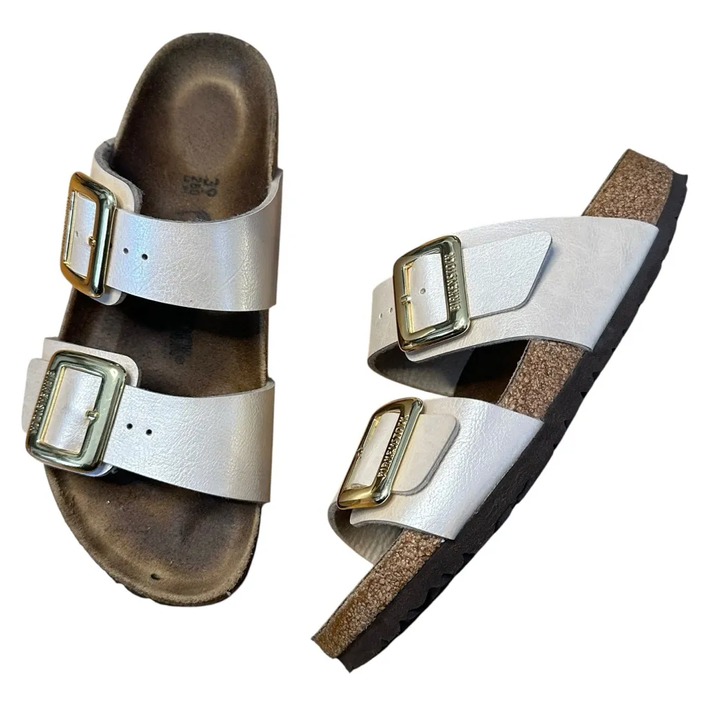 Birkenstock Women's Sydney Luxe Buckle Sandal 39/8 Pearl White - Image 2